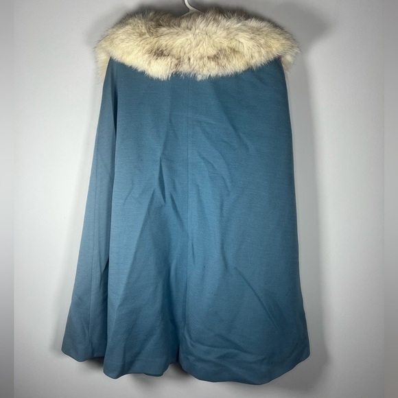 70s The American Way With Wool Vintage Fur Neck Cape Large - Picture 10 of 10